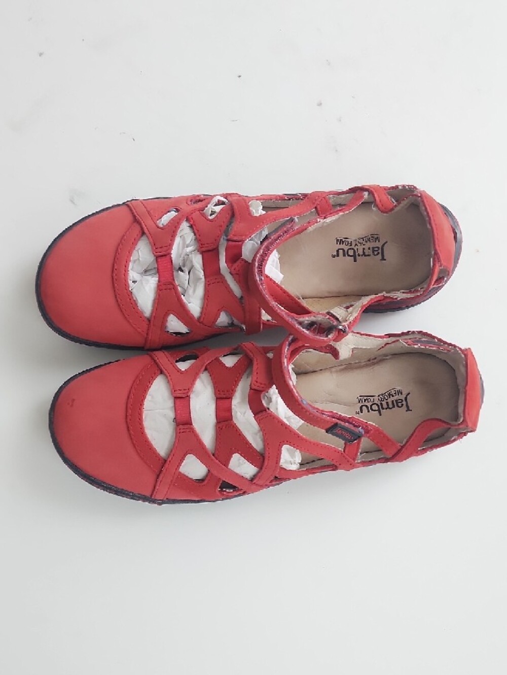 Jambu Red Strappy Casual Mary Jane Flats with Cutouts - Picture 4 of 13